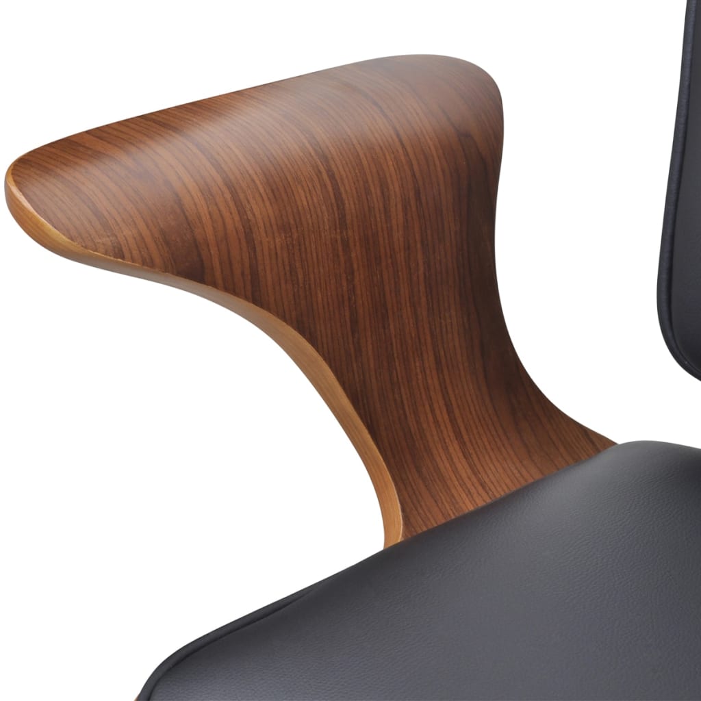 Scaun de birou rotativ tapițerie piele ecologică și lemn curbat - Lando
