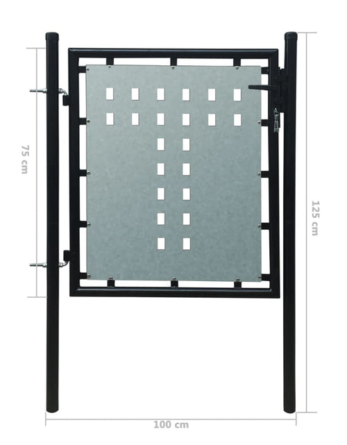 Загрузите изображение в средство просмотра галереи, Poartă de gard cu o ușă, negru, 100x125 cm Lando - Lando
