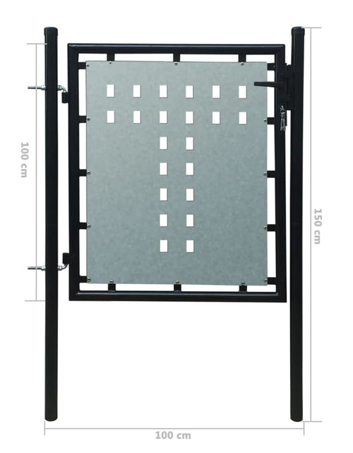 Загрузите изображение в средство просмотра галереи, Poartă de gard cu o ușă, negru, 100x150 cm Lando - Lando
