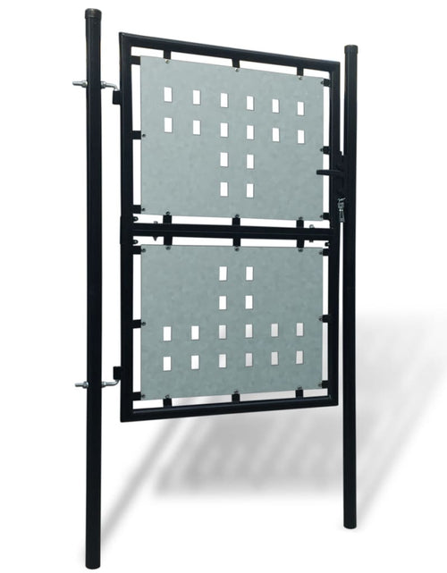 Încărcați imaginea în vizualizatorul Galerie, Poartă de gard cu o ușă, negru, 100x200 cm Lando - Lando
