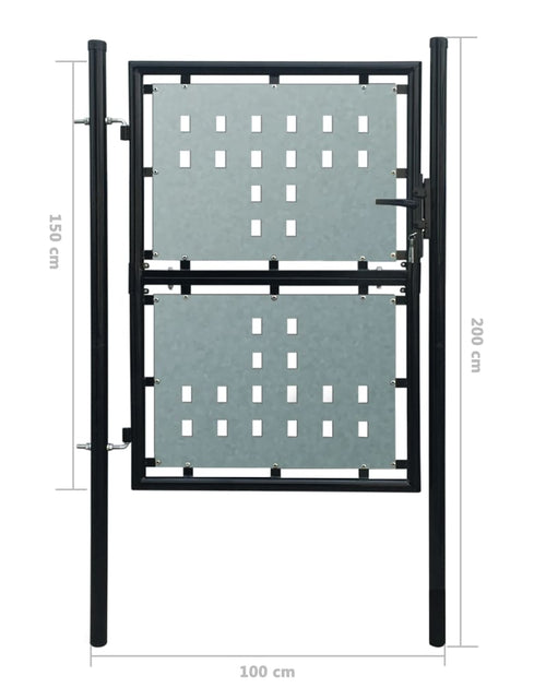 Încărcați imaginea în vizualizatorul Galerie, Poartă de gard cu o ușă, negru, 100x200 cm Lando - Lando
