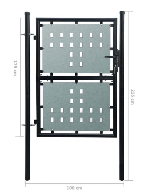 Загрузите изображение в средство просмотра галереи, Poartă de gard cu o ușă, negru, 100x225 cm Lando - Lando
