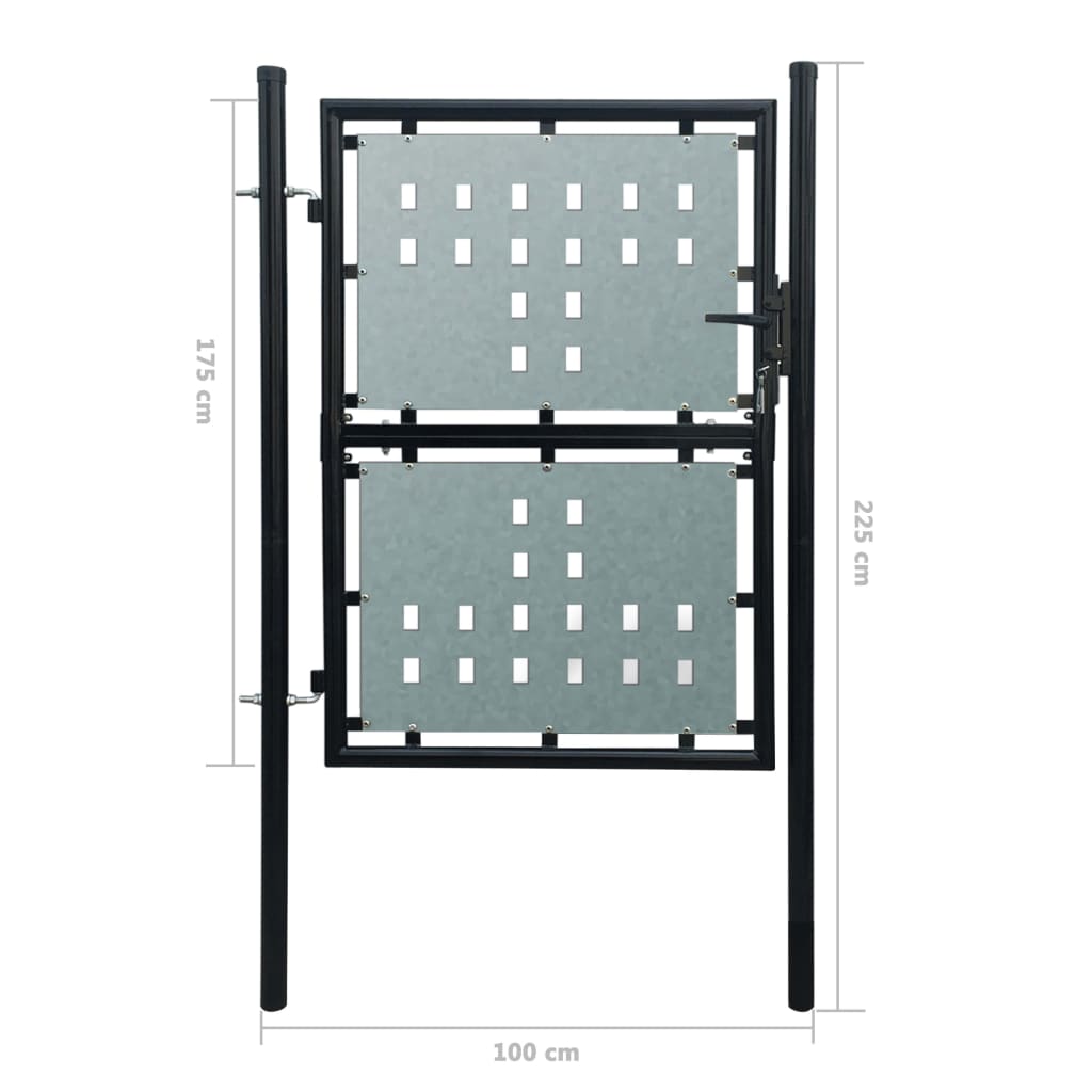 Poartă de gard cu o ușă, negru, 100x225 cm Lando - Lando