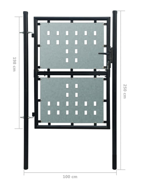 Загрузите изображение в средство просмотра галереи, Poartă de gard cu o ușă, negru, 100x250 cm Lando - Lando
