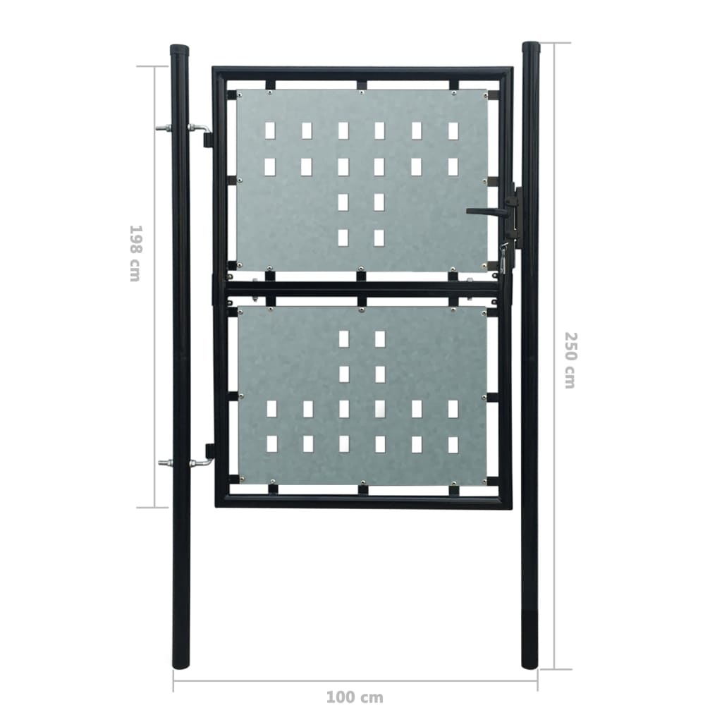 Poartă de gard cu o ușă, negru, 100x250 cm Lando - Lando