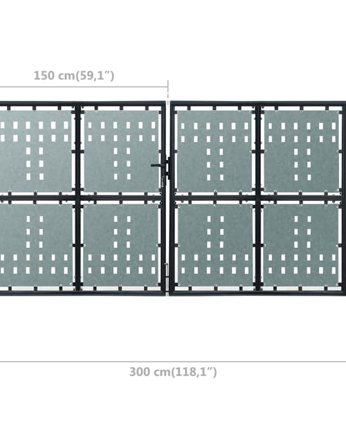 Încărcați imaginea în vizualizatorul Galerie, Poartă de gard cu o ușă, negru, 300x250 cm Lando - Lando
