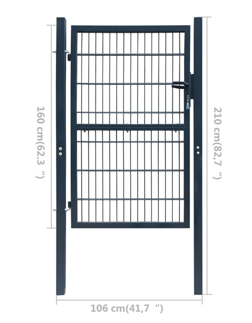 Încărcați imaginea în vizualizatorul Galerie, Poartă pentru gard 2D (simplă), gri antracit, 106x210 cm Lando - Lando
