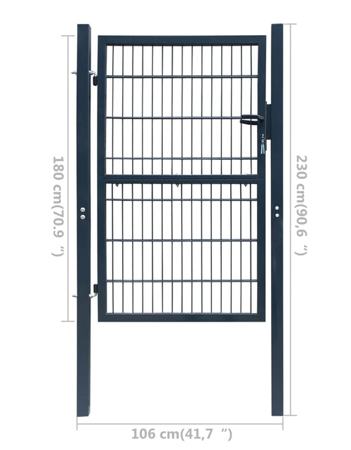 Încărcați imaginea în vizualizatorul Galerie, Poartă pentru gard 2D (simplă), gri antracit, 106x230 cm Lando - Lando
