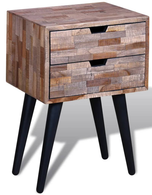 Загрузите изображение в средство просмотра галереи, Noptieră cu 2 sertare, lemn de tec reciclat - Lando
