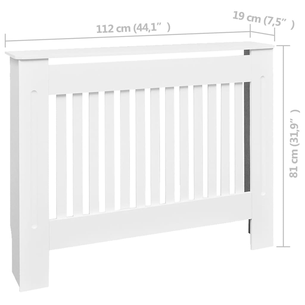 Mască de calorifer încălzire, dulap radiator, alb, 112 cm, MDF. Lando - Lando