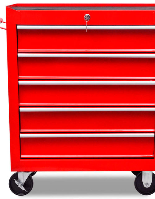 Încărcați imaginea în vizualizatorul Galerie, Cărucior depozitare unelte cu 5 sertare, pentru atelier, roșu Lando - Lando
