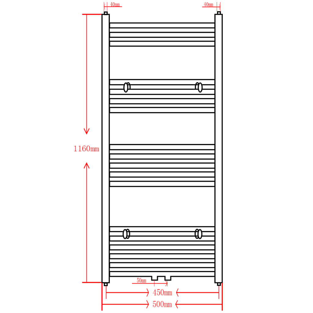 Radiator port-prosop încălzire centrală baie, drept, 500x1160mm, negru Lando - Lando