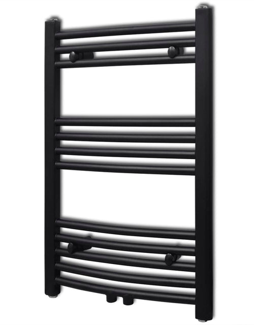 Încărcați imaginea în vizualizatorul Galerie, Radiator port-prosop încălzire baie, curbat, 500 x 764 mm, negru Lando - Lando
