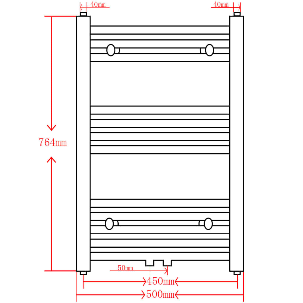 Radiator port-prosop încălzire baie, curbat, 500 x 764 mm, negru Lando - Lando