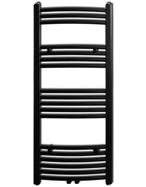Încărcați imaginea în vizualizatorul Galerie, Radiator port-prosop încălzire centrală, curbat, negru, 500 x 1160 mm Lando - Lando
