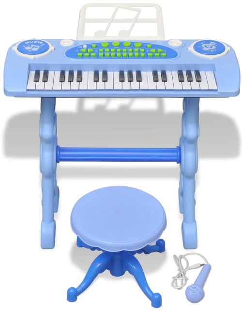 Încărcați imaginea în vizualizatorul Galerie, Orgă pentru copii cu scaun/microfon, 37 Clape, Albastră Lando - Lando
