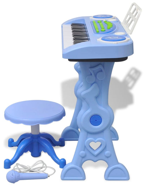 Încărcați imaginea în vizualizatorul Galerie, Orgă pentru copii cu scaun/microfon, 37 Clape, Albastră Lando - Lando
