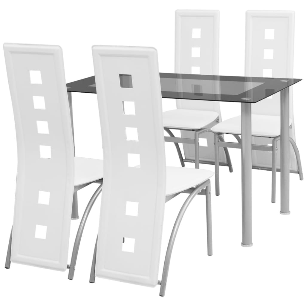 Set masă cu scaune, 5 piese, alb - Lando