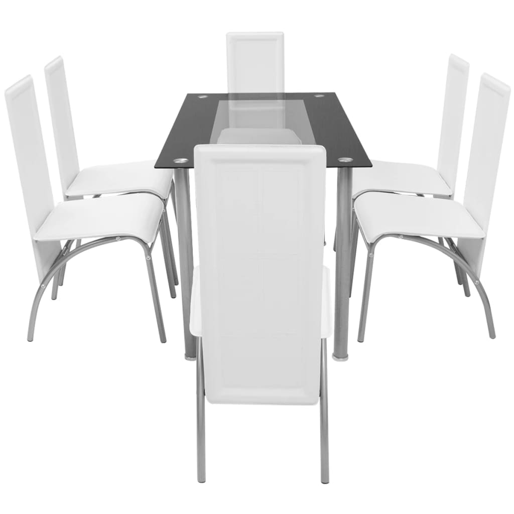 Set masă și scaune de bucătărie 7 piese, Alb - Lando
