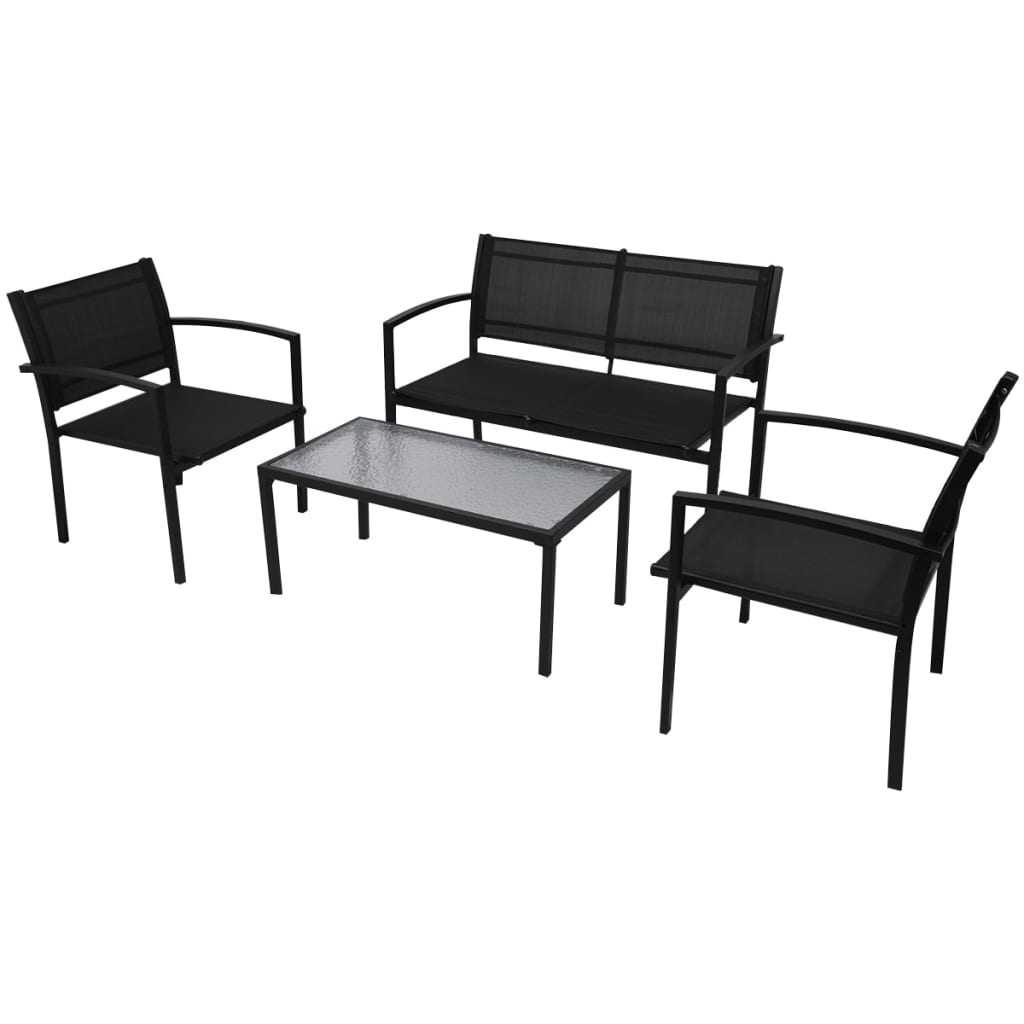 Set mobilier de grădină, 4 piese, negru, textilenă Lando - Lando