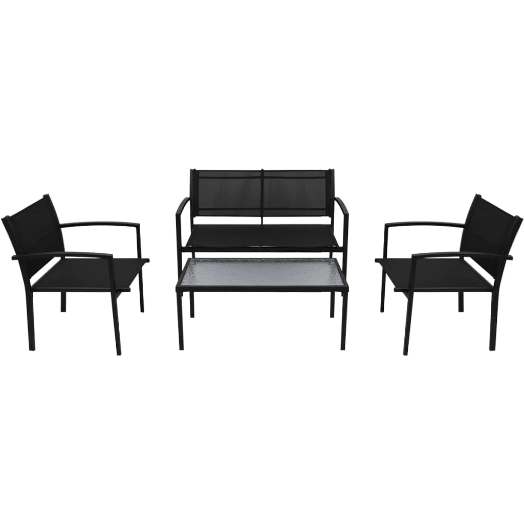 Set mobilier de grădină, 4 piese, negru, textilenă Lando - Lando