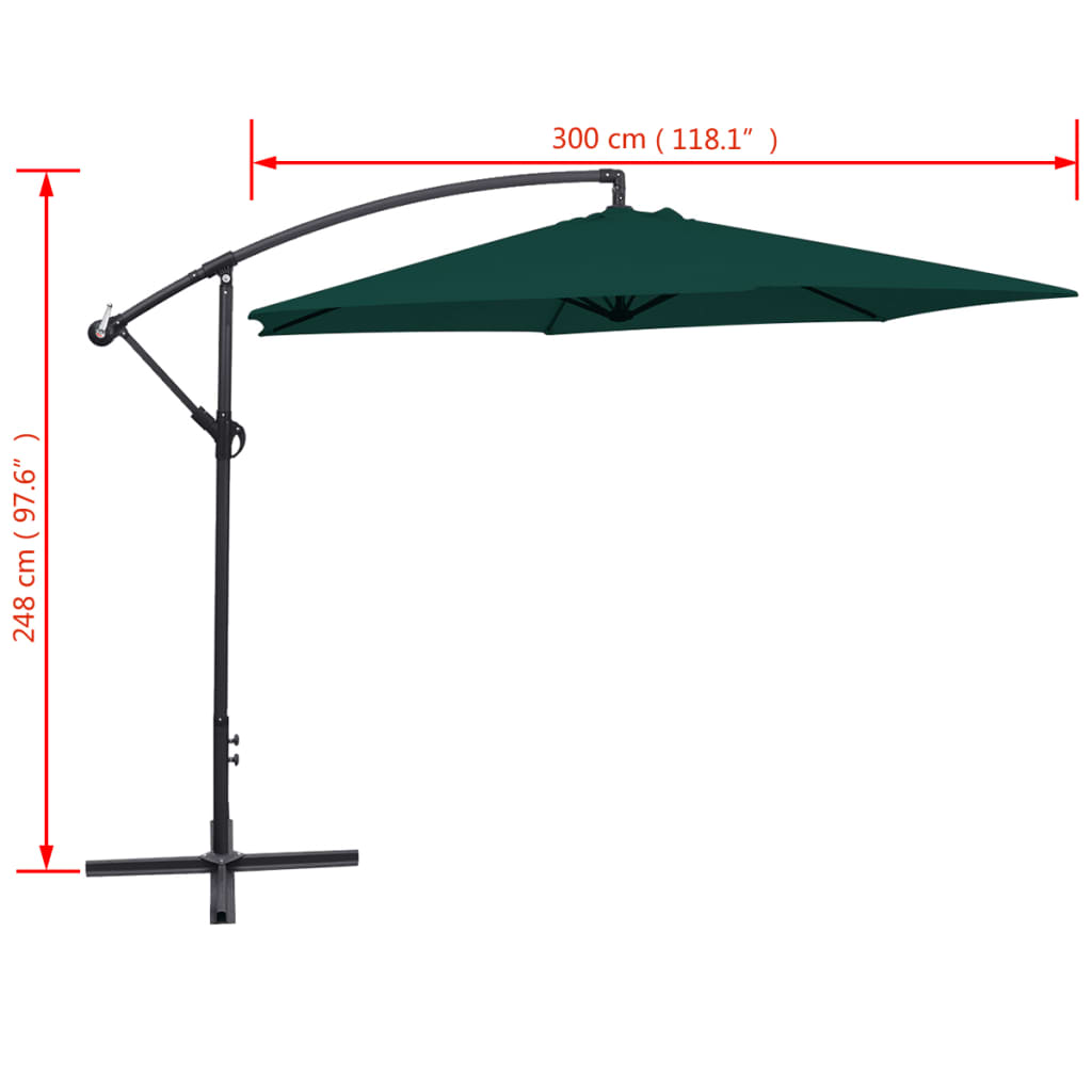 Umbrelă de soare suspendată, 3 m, Verde Lando - Lando