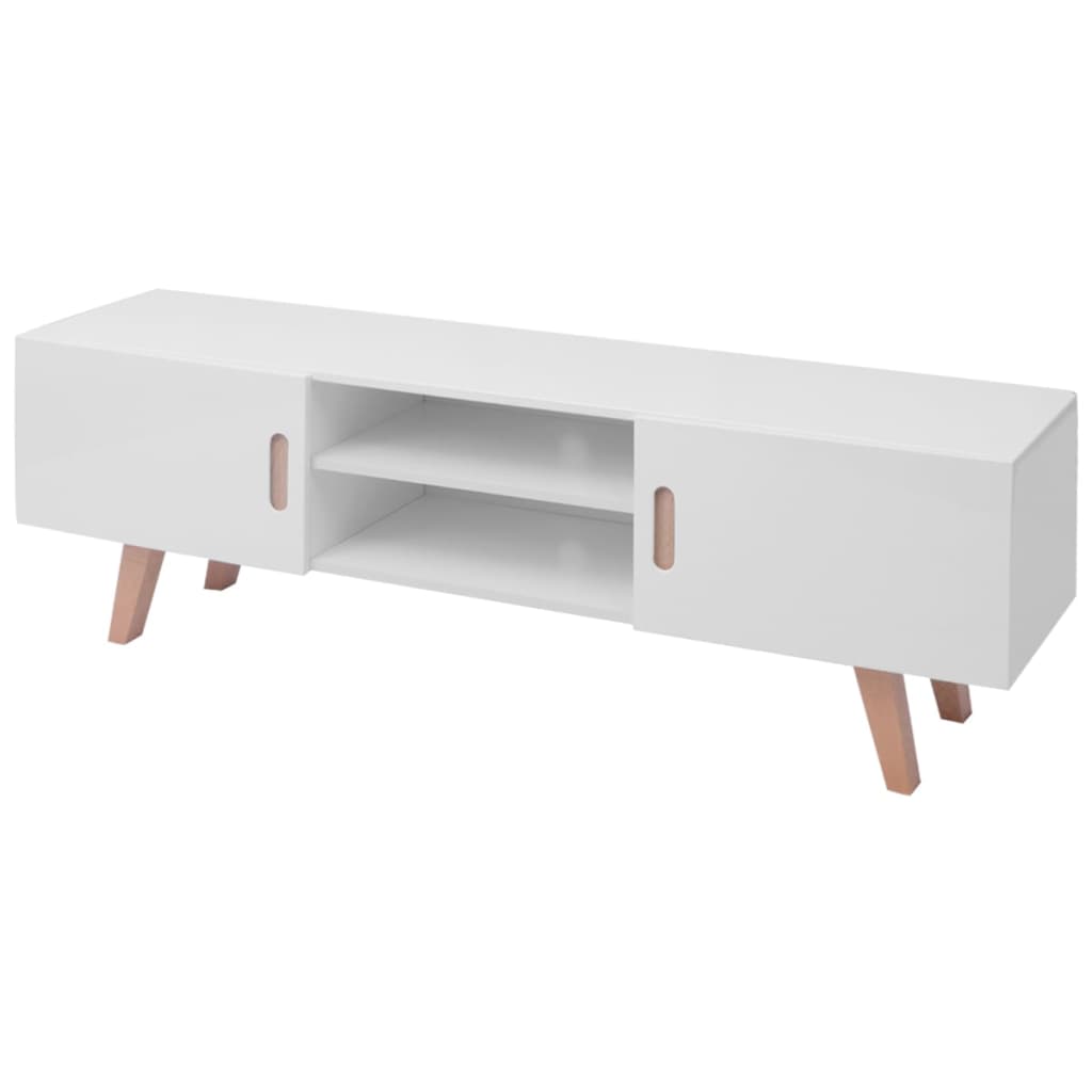 Stativ TV, alb lucios, 150 x 35 x 48,5 cm, MDF Lando - Lando