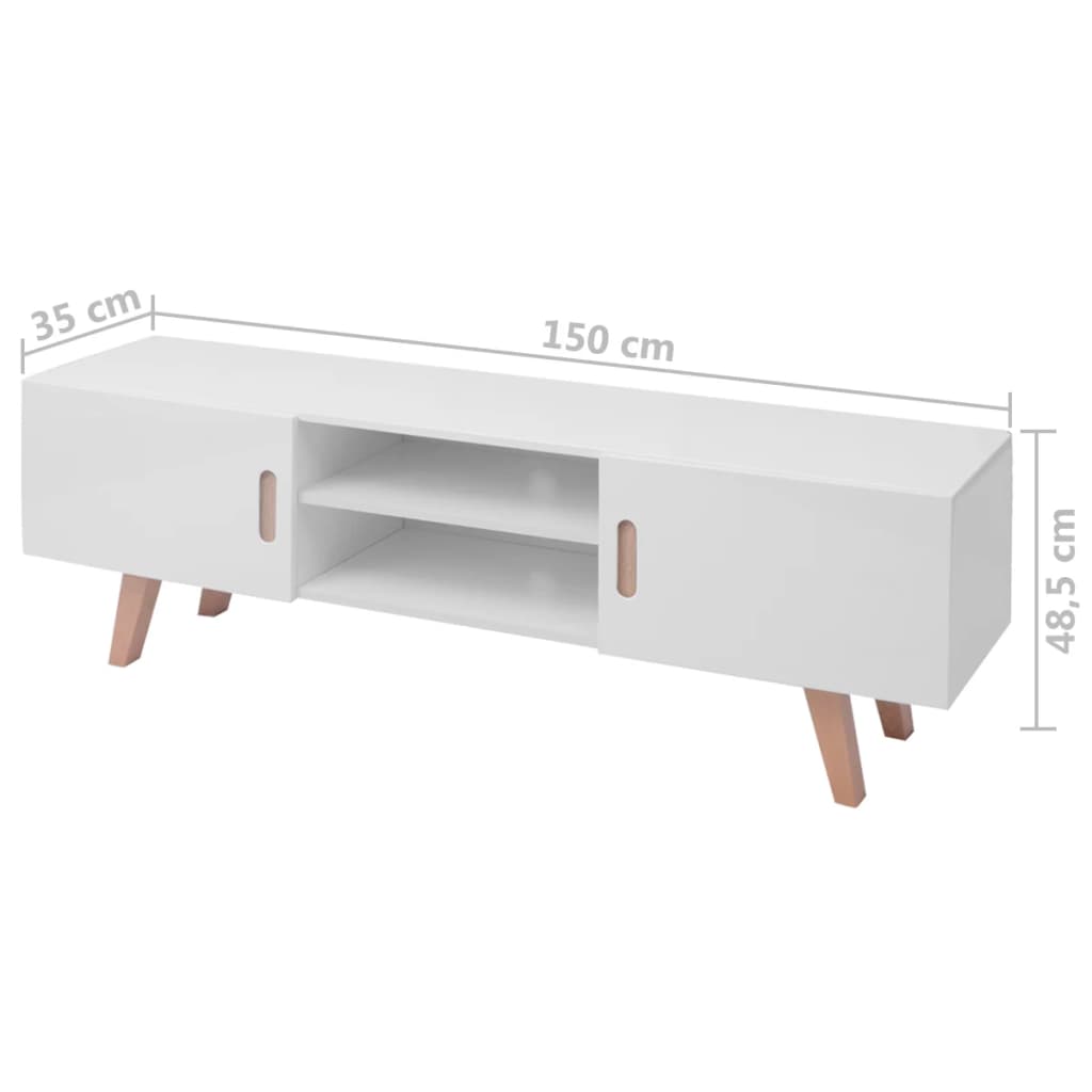 Stativ TV, alb lucios, 150 x 35 x 48,5 cm, MDF Lando - Lando