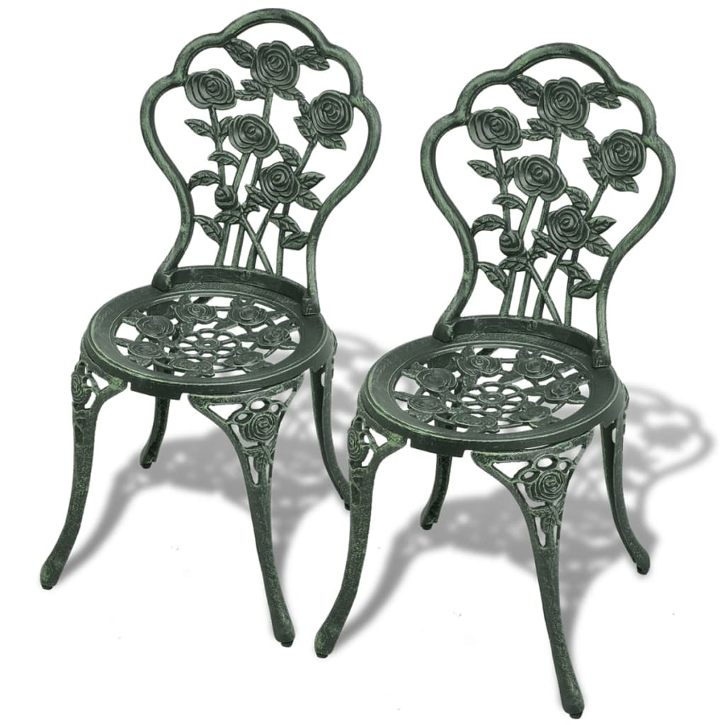 Set mobilier de bistro, 3 piese, verde, aluminiu turnat Lando - Lando