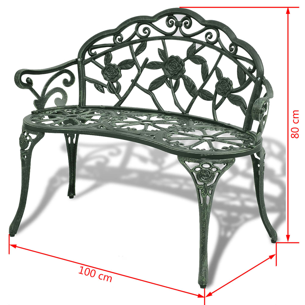 Bancă de grădină, verde, 100 cm, aluminiu turnat - Lando