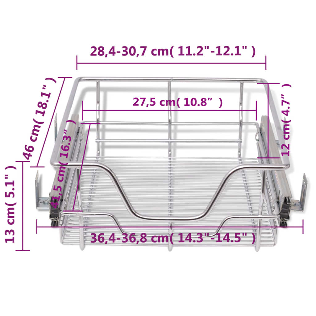 Coșuri din sârmă retractabile, 2 buc., argintiu, 400 mm - Lando