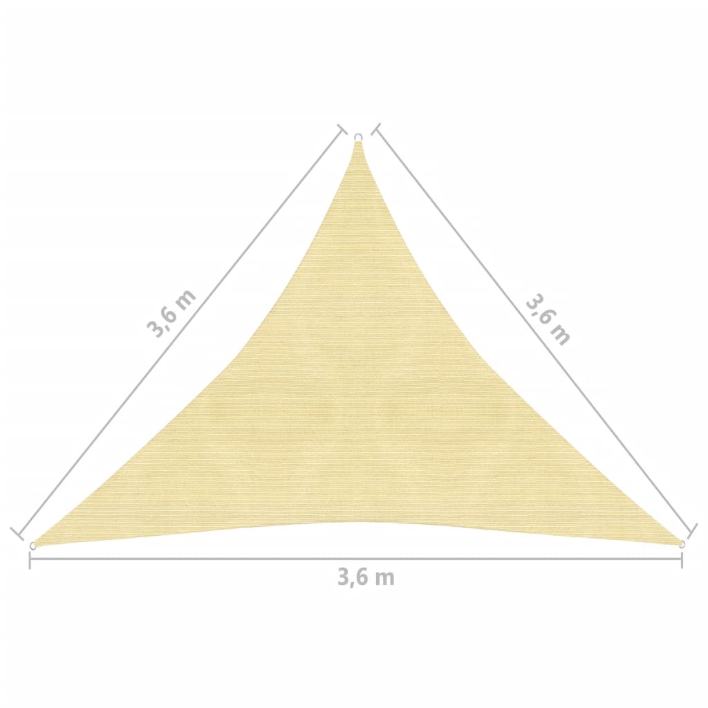 Pânză parasolar din HDPE, triunghiulară 3,6 x 3,6 x 3,6 m, bej Lando - Lando