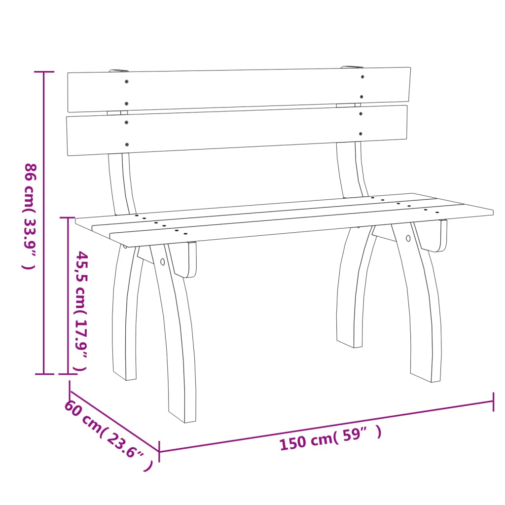 Bancă de grădină, 150 cm, lemn de pin tratat - Lando