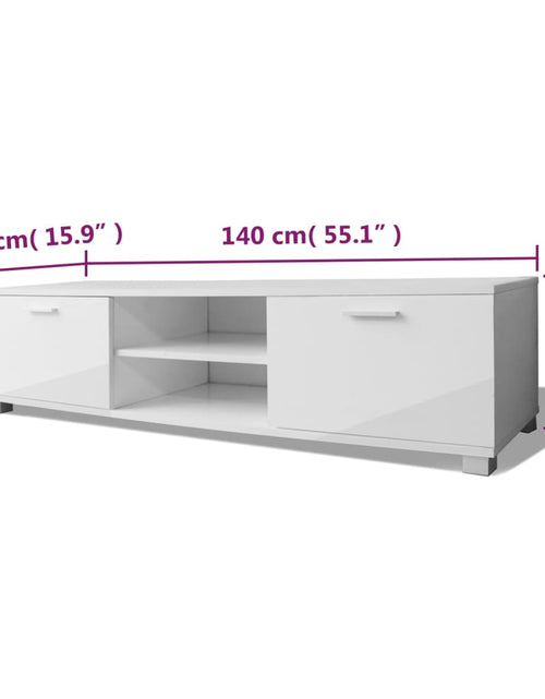 Загрузите изображение в средство просмотра галереи, Comodă TV, alb extralucios, 140 x 40,5 x 35 cm Lando - Lando
