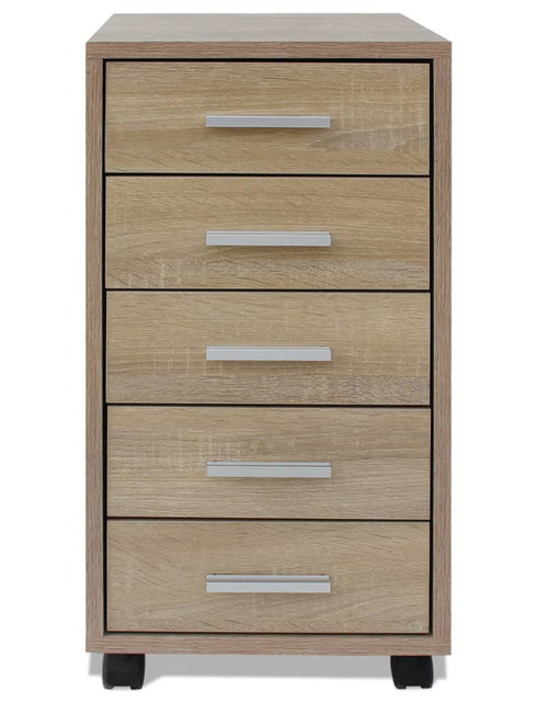 Încărcați imaginea în vizualizatorul Galerie, Unitate sertare de birou cu rotile, 5 sertare, stejar - Lando
