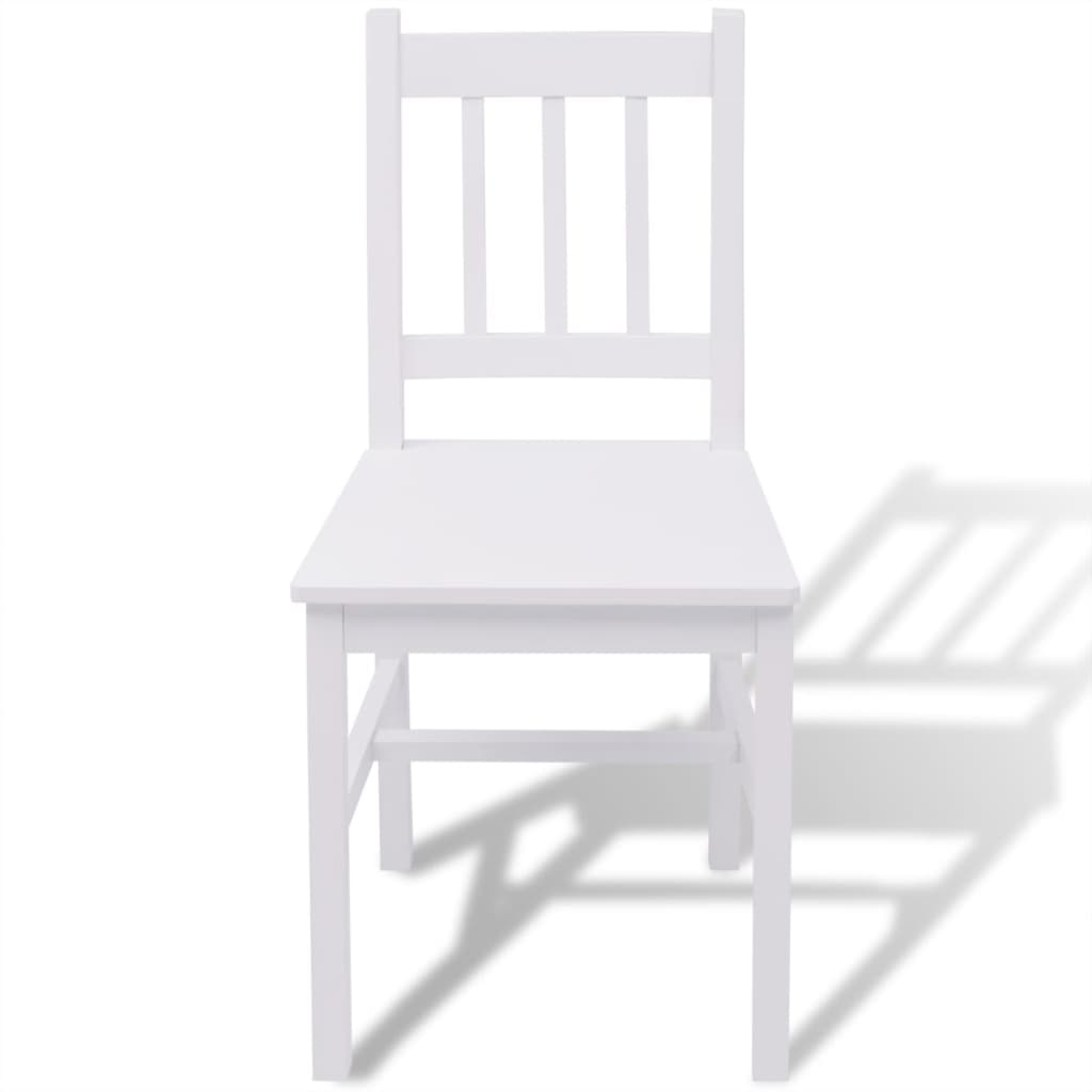 Set cu masă și scaune din lemn de pin, alb, 5 piese - Lando