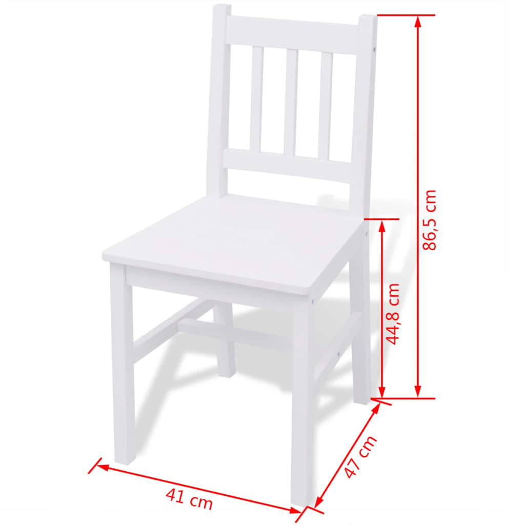 Set cu masă și scaune din lemn de pin, alb, 5 piese - Lando