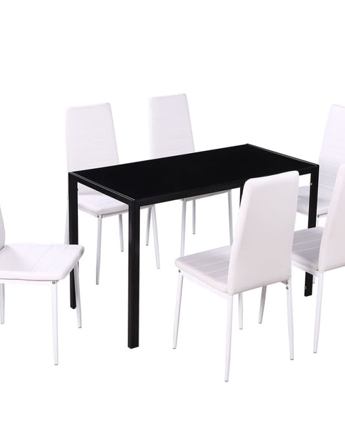Încărcați imaginea în vizualizatorul Galerie, Set masă și scaune de bucătărie 7 piese alb și negru - Lando
