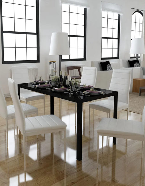 Загрузите изображение в средство просмотра галереи, Set masă și scaune de bucătărie 7 piese alb și negru - Lando
