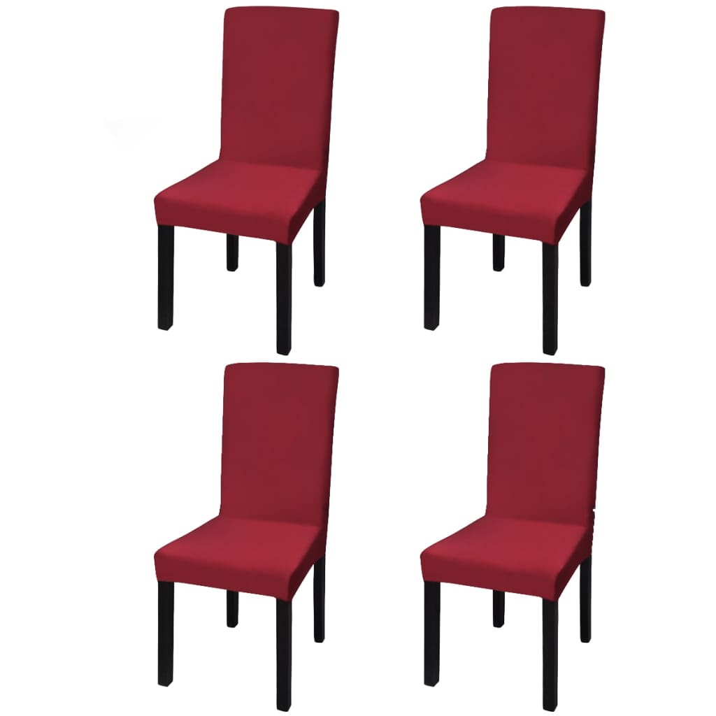 Huse de scaun elastice drepte, 4 buc., roșu bordo Lando - Lando
