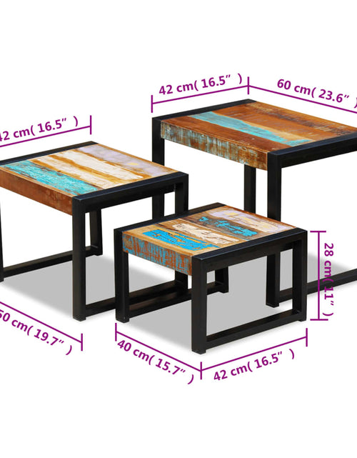 Încărcați imaginea în vizualizatorul Galerie, Mese suprapuse, 3 piese, lemn masiv reciclat Lando - Lando
