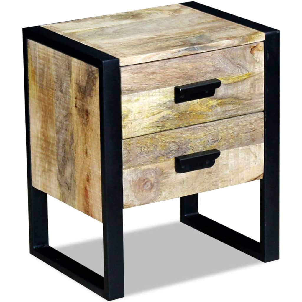 Masă laterală cu 2 sertare din lemn solid de mango, 43x33x51 cm - Lando