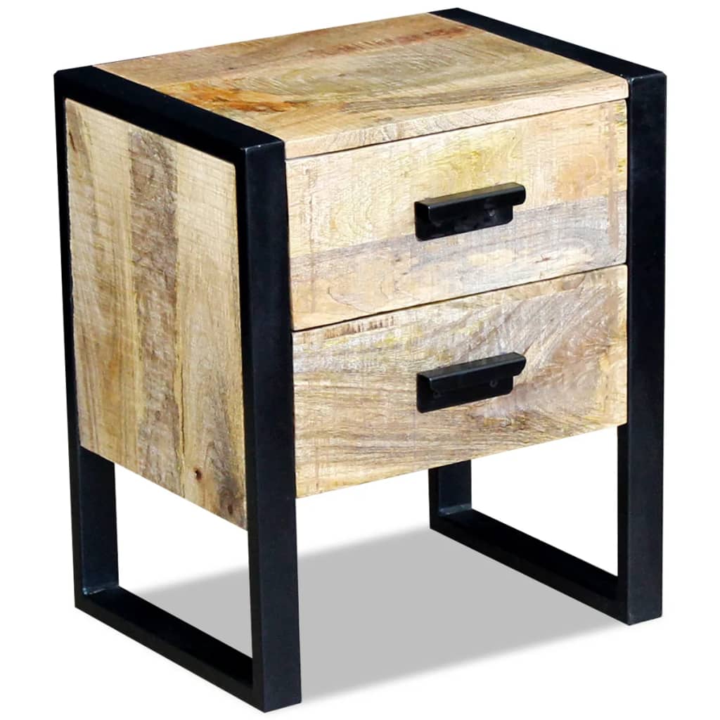 Masă laterală cu 2 sertare din lemn solid de mango, 43x33x51 cm - Lando