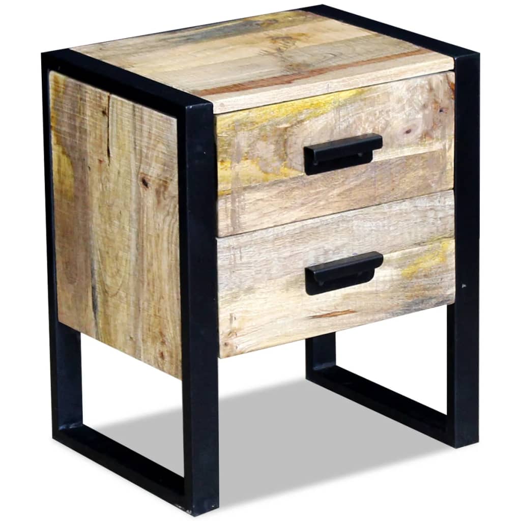 Masă laterală cu 2 sertare din lemn solid de mango, 43x33x51 cm - Lando