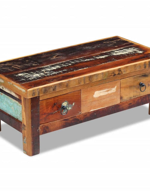 Загрузите изображение в средство просмотра галереи, Măsuță de cafea cu sertare, 90x45x35 cm, lemn solid reciclat Lando - Lando
