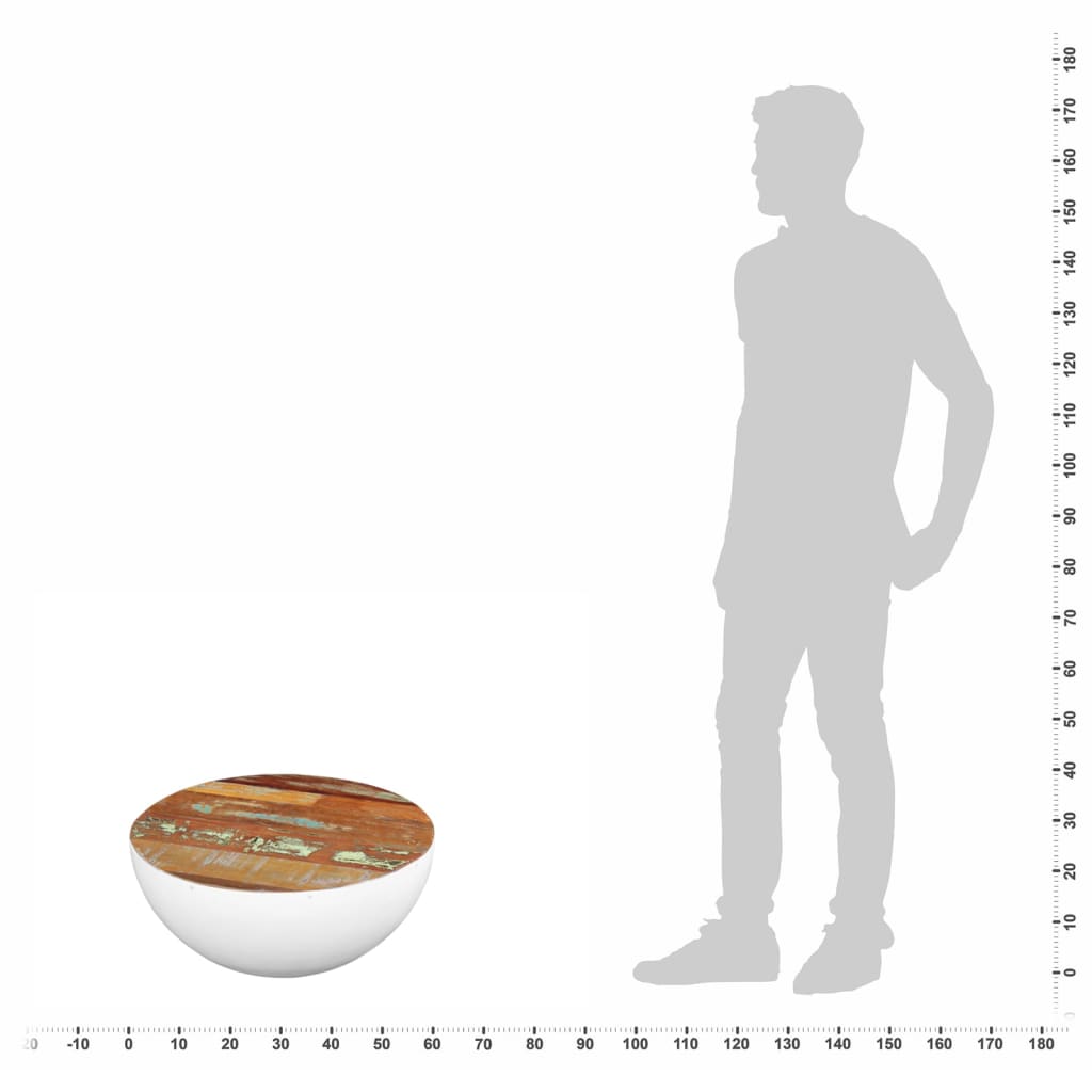 Măsuță de cafea în formă de bol 60x60x30 cm lemn masiv reciclat Lando - Lando