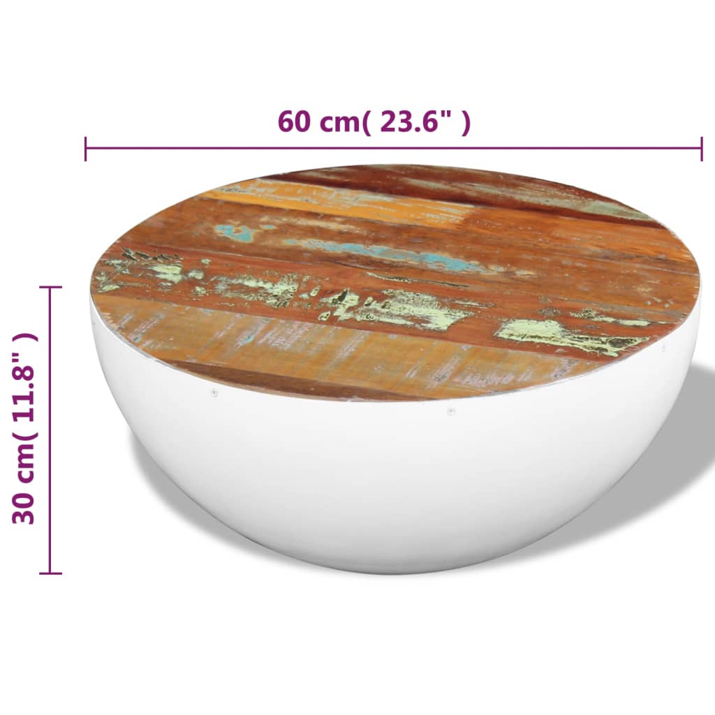 Măsuță de cafea în formă de bol 60x60x30 cm lemn masiv reciclat Lando - Lando