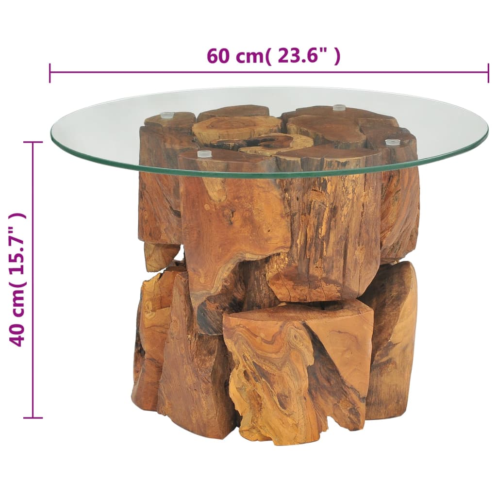 Măsuță de cafea, 60 cm, lemn masiv de tec erodat Lando - Lando