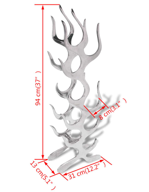 Încărcați imaginea în vizualizatorul Galerie, Raft pt. vinuri din aluminiu argintiu, formă flacără, 9 sticle - Lando
