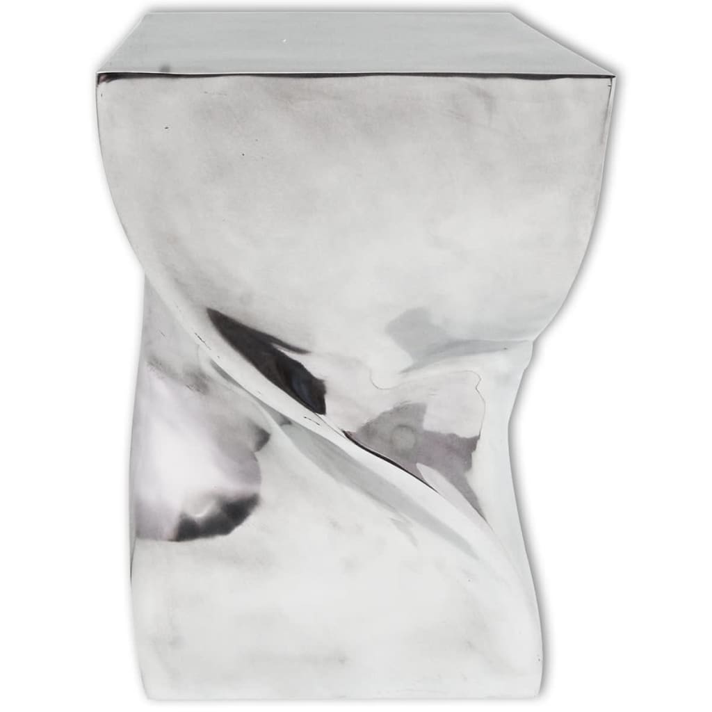 Scaun/Masă laterală cu formă răsucită, aluminiu, argintiu - Lando